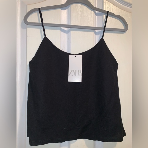 Zara cropped camisole tank, size M, black, NWT - Picture 5 of 11